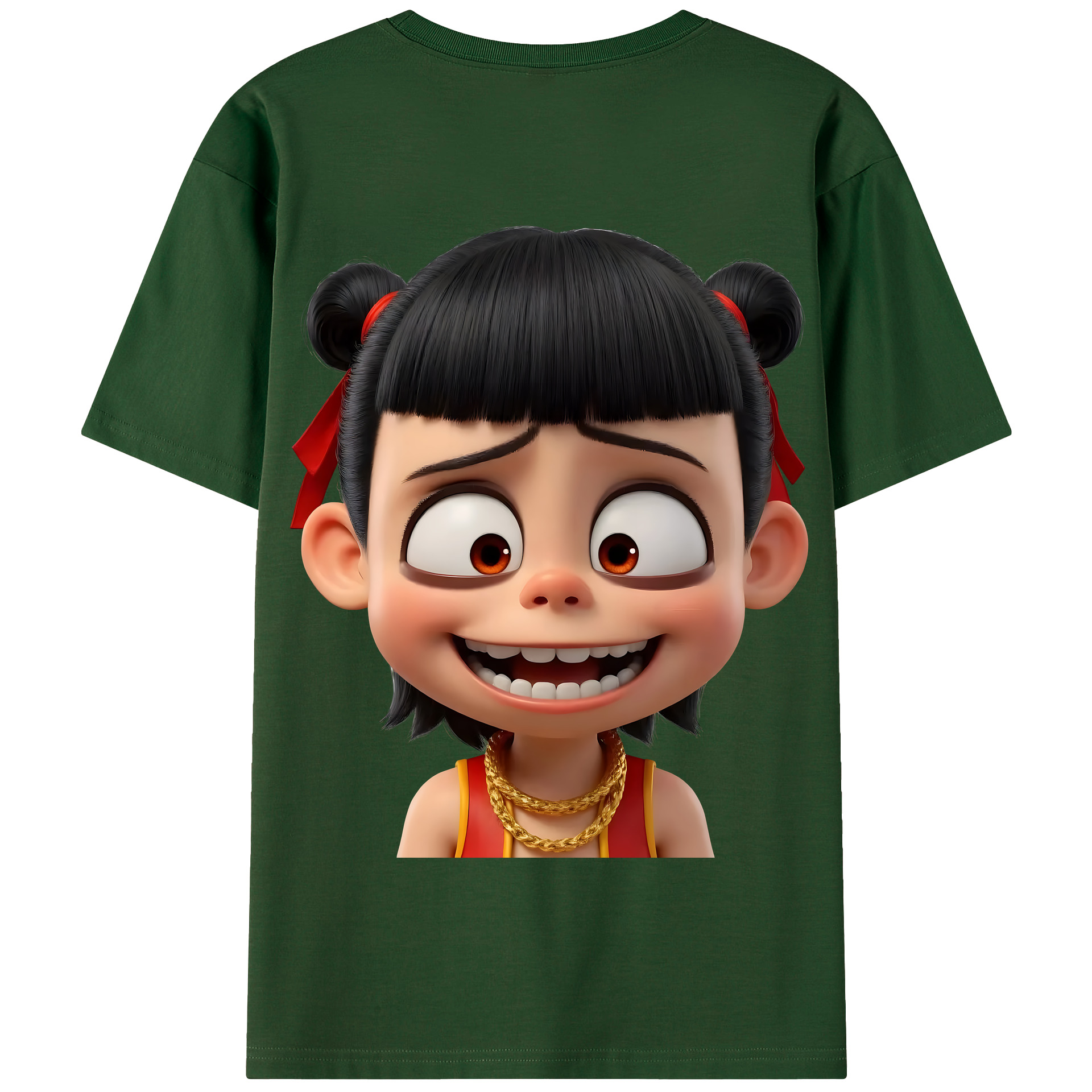 （画像用） Ne Zha 2 ナタ 魔童の大暴れ 綿100％半袖Tシャツ（背面プリント）